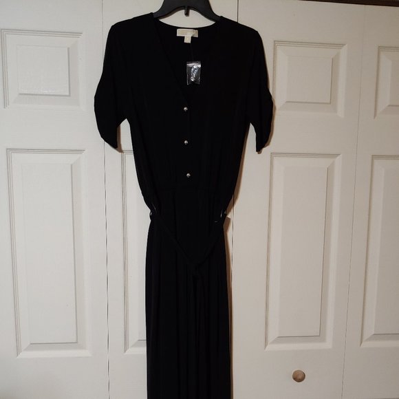 Michael Kors Black Short Sleeve Belted Romper NWOT-SZ M - Picture 1 of 6